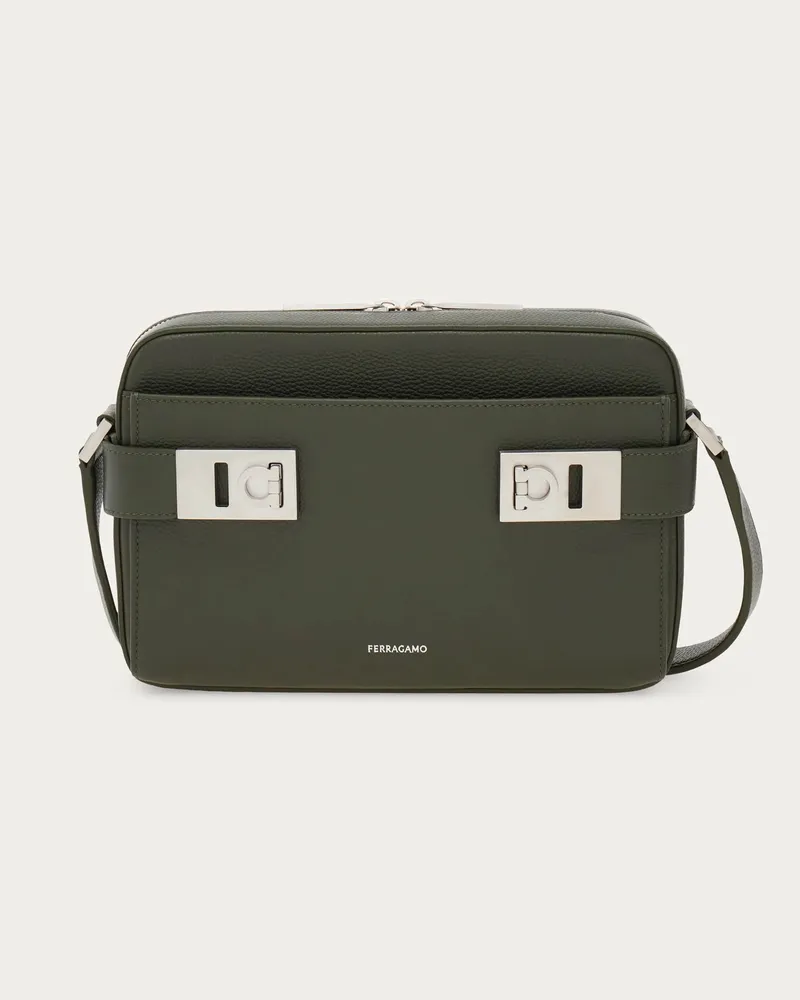 Ferragamo Herren Hug Kuriertasche mit Schnallen Grün Grün