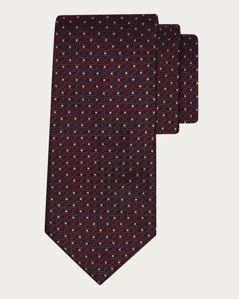 Ferragamo Herren Seidenkrawatte Jacquard Double Gancini Rot Rot