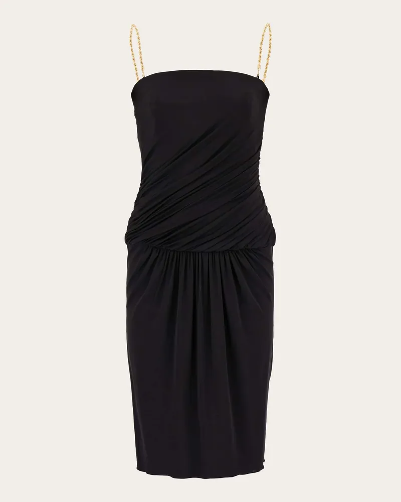 Ferragamo Damen Bustierkleid mit Drapierung Schwarz Schwarz