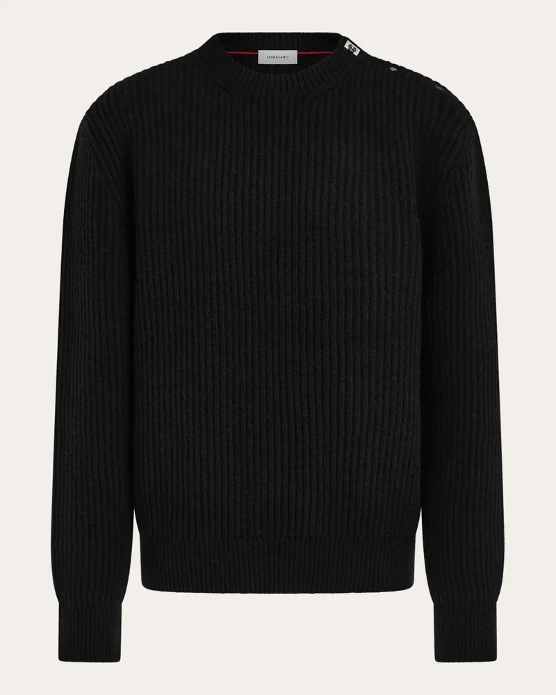 Ferragamo Herren Pullover-mit Hug-Schnalle Schwarz Schwarz