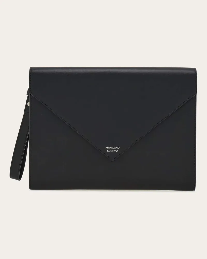 Ferragamo Herren Dokumententasche Schwarz Schwarz