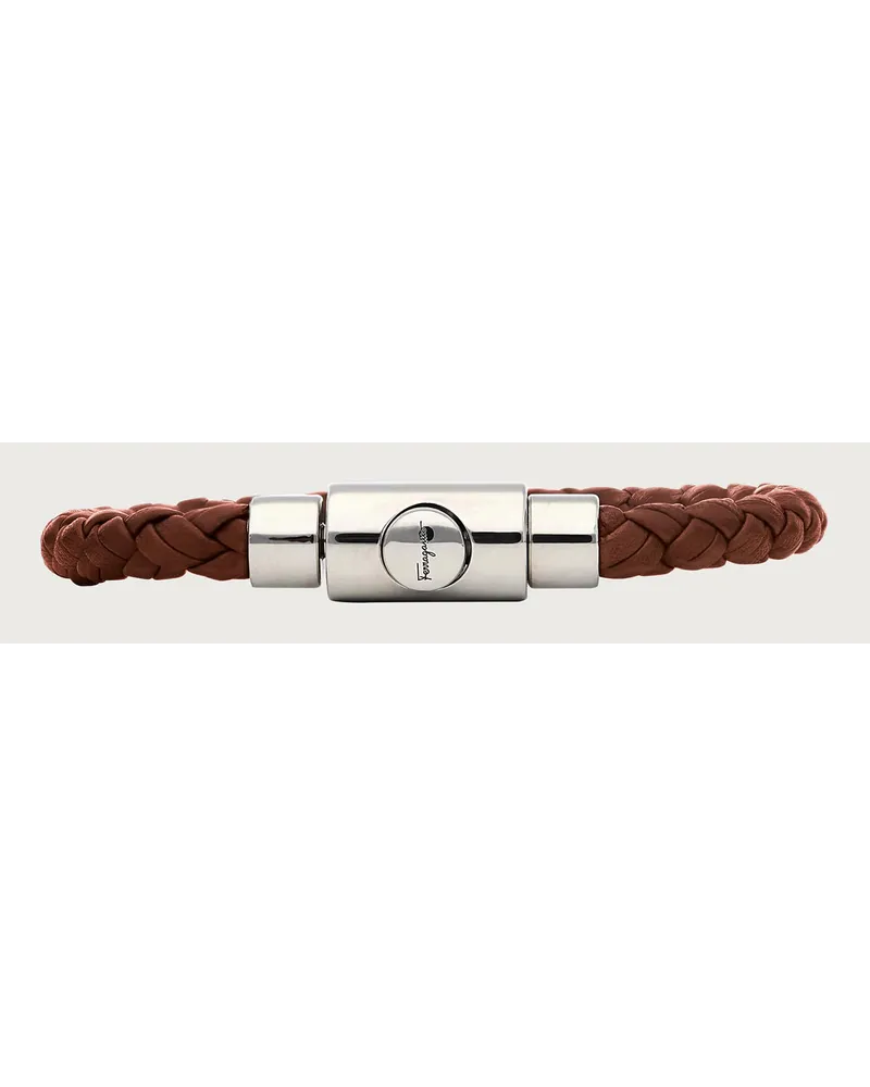 Ferragamo Herren Flechtarmband (S) Braun Braun