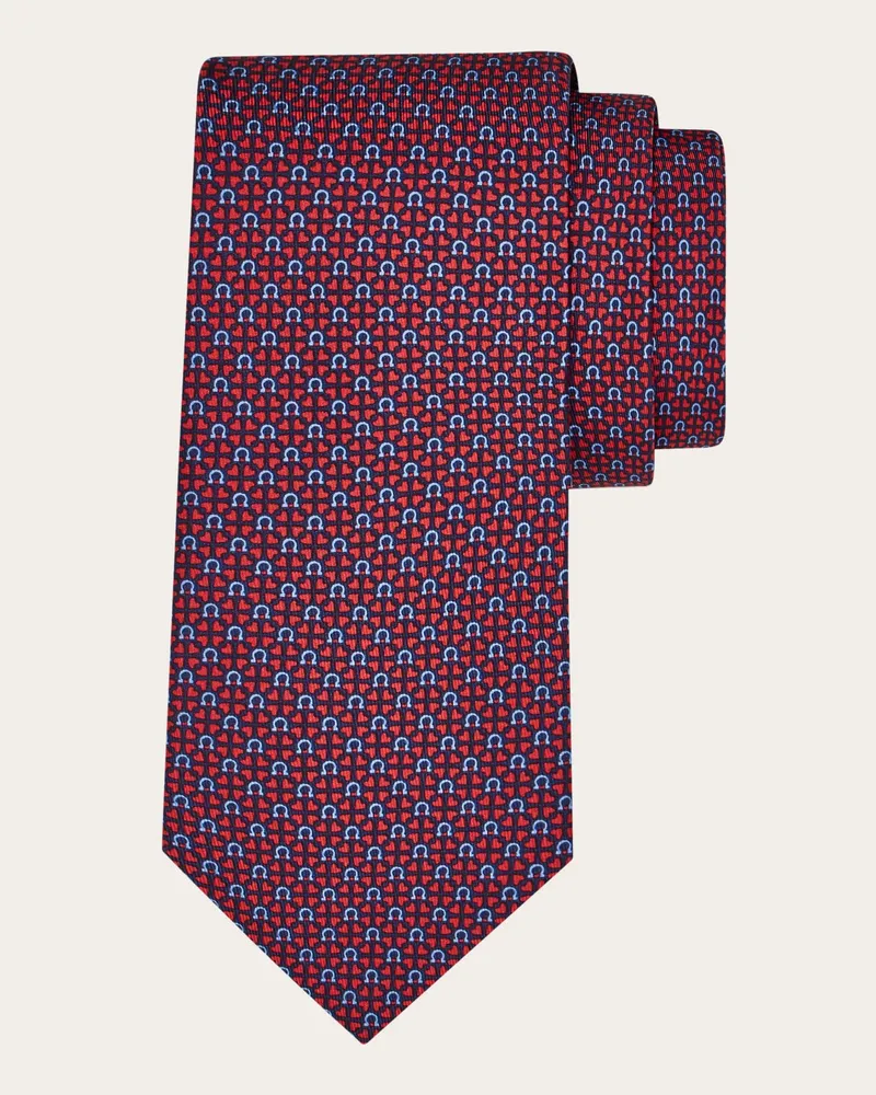 Ferragamo Herren Seidenkrawatte mit Gancini-Herzen-Print Blau Blau