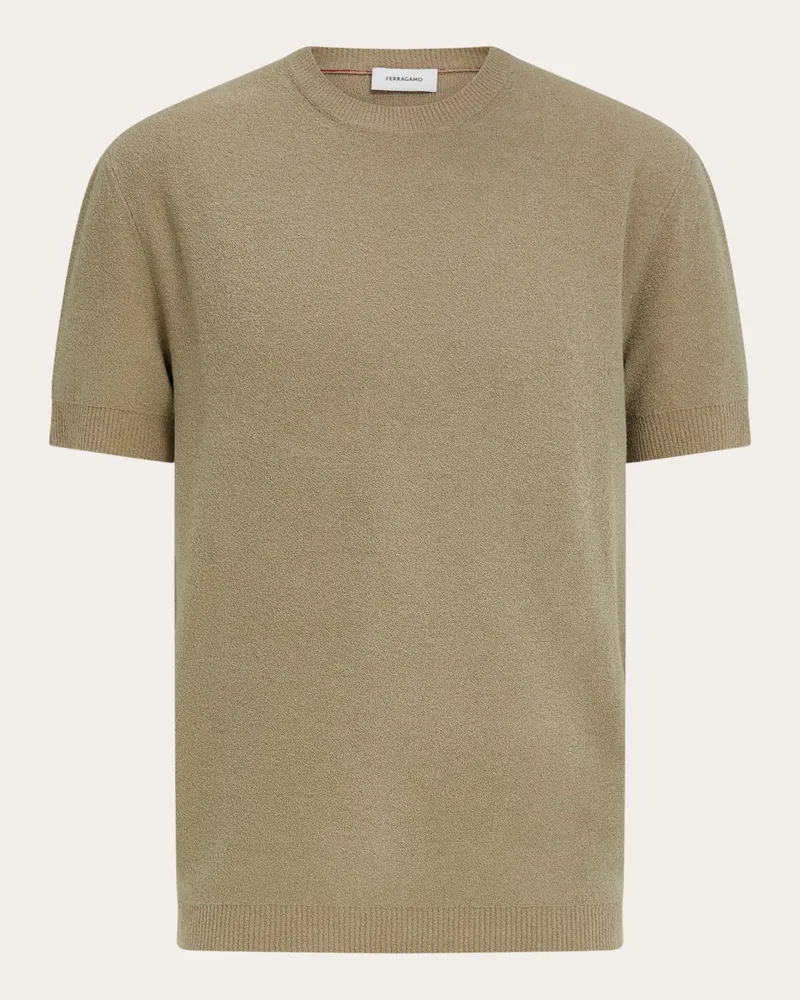 Ferragamo Herren Kurzarmpulli Beige Beige