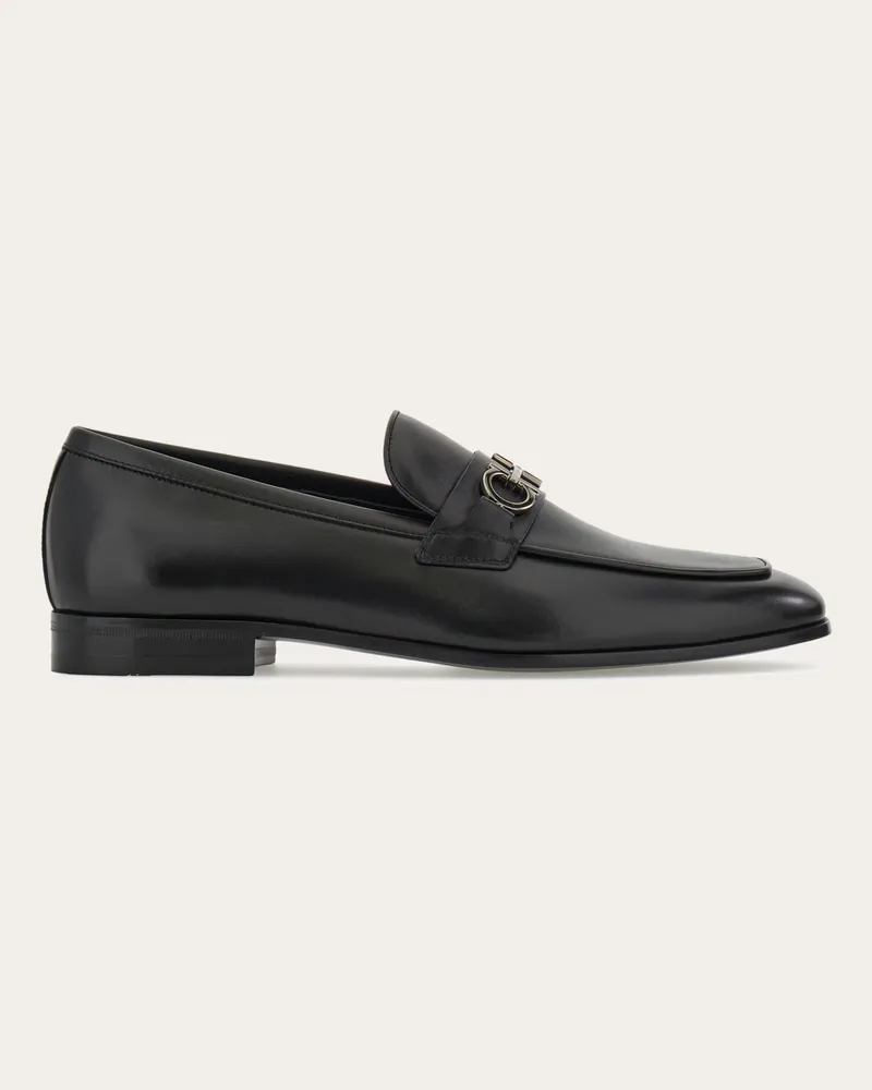 Ferragamo Herren Loafer in Mokassin-Machart mit Gancini-Ornament Schwarz Größe 5 Schwarz