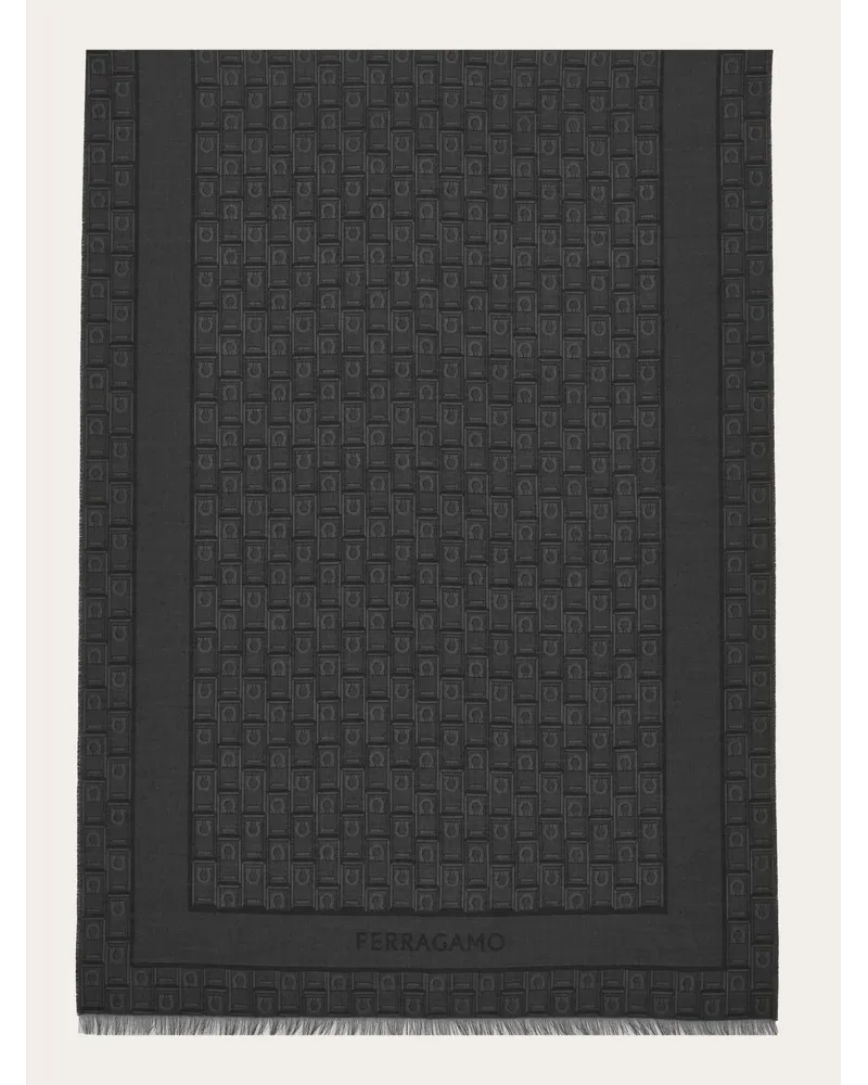 Ferragamo Herren Jacquard-Stola mit Gancini-Monogramm Schwarz Schwarz