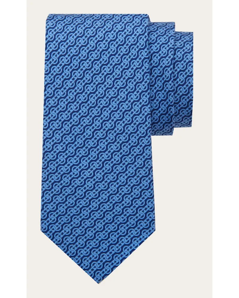 Ferragamo Seidenkrawatte mit Flechtwerk Print Blau