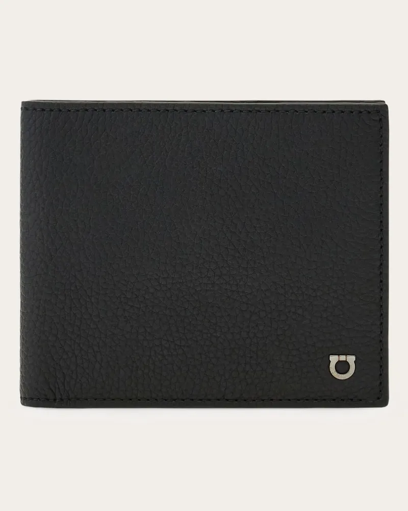Ferragamo Herren Bifold-Brieftasche mit Gancini Schwarz Schwarz