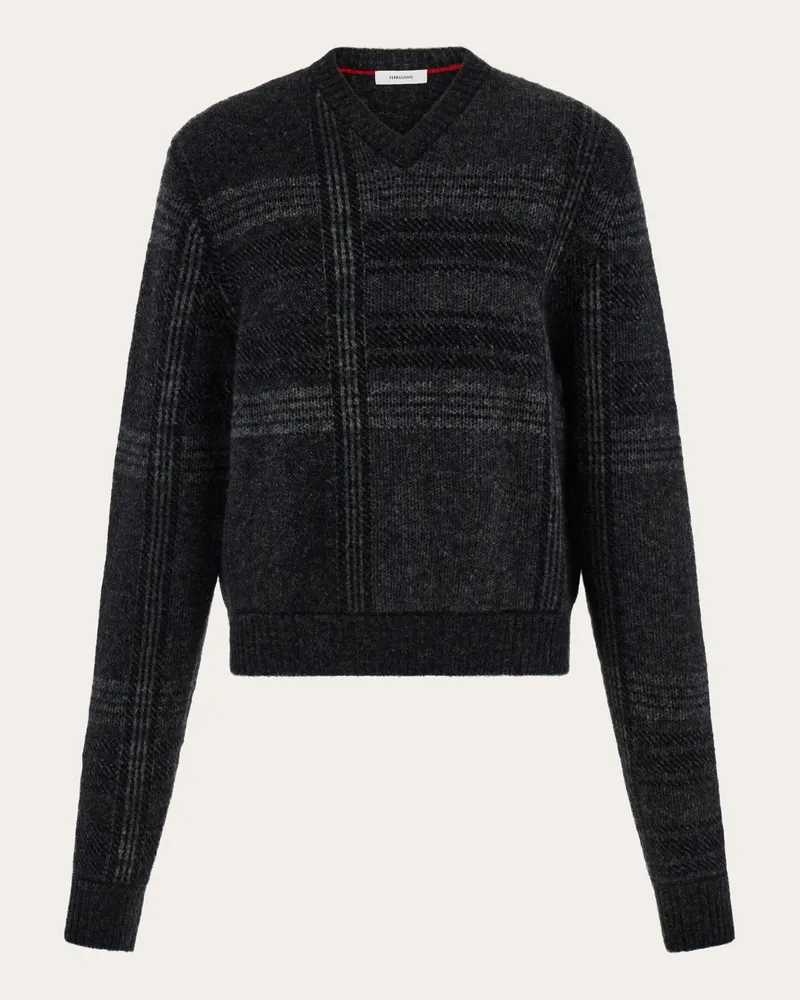 Ferragamo Damen Pullover mit V-Ausschnitt Grau Grau