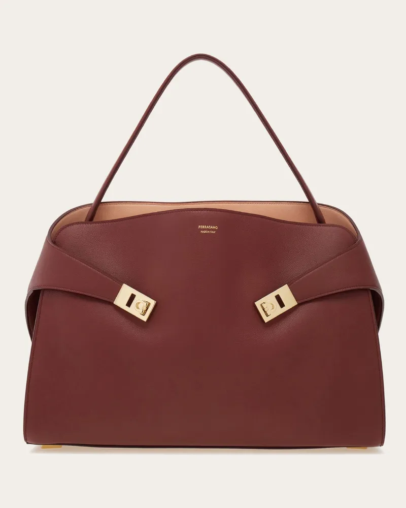 Ferragamo Damen Zweifarbige Schultertasche Hug Soft (L) Rot Rot