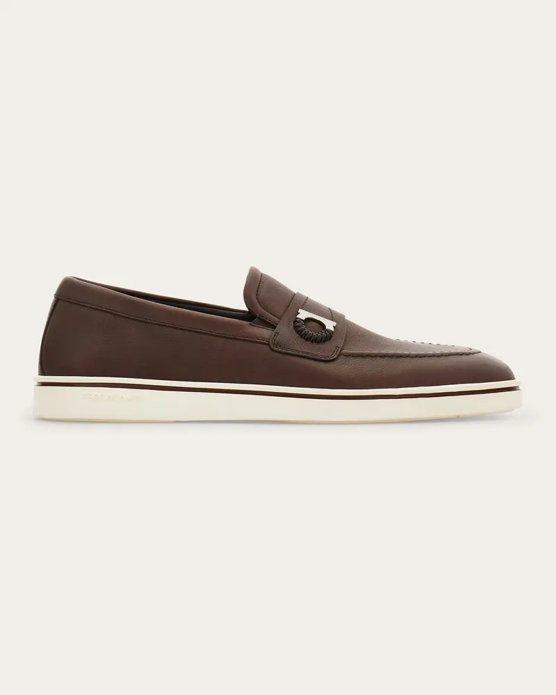 Ferragamo Herren Segel-Loafer mit Gancini-Ornament Braun Größe Braun