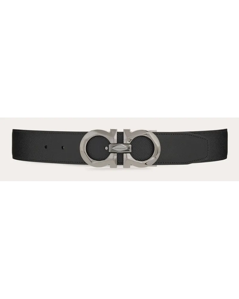 Ferragamo Herren Verstellbarer Gancini Wendegürtel Schwarz Schwarz