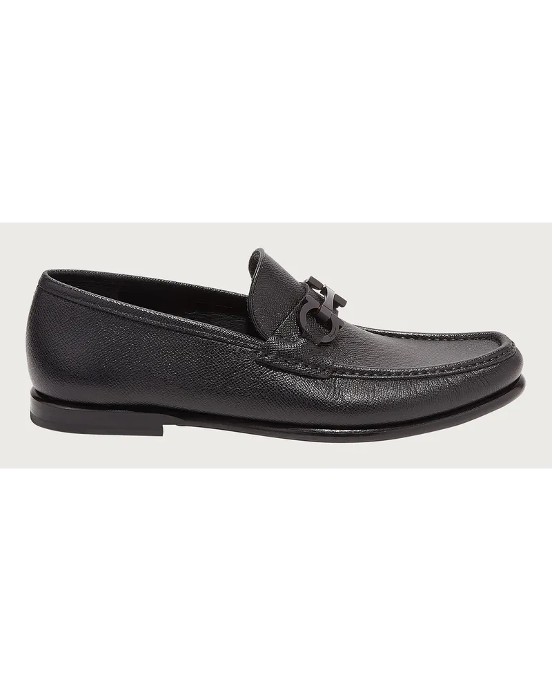 Ferragamo Herren Mokassin mit Gancini-Spange Schwarz Größe 5 Schwarz