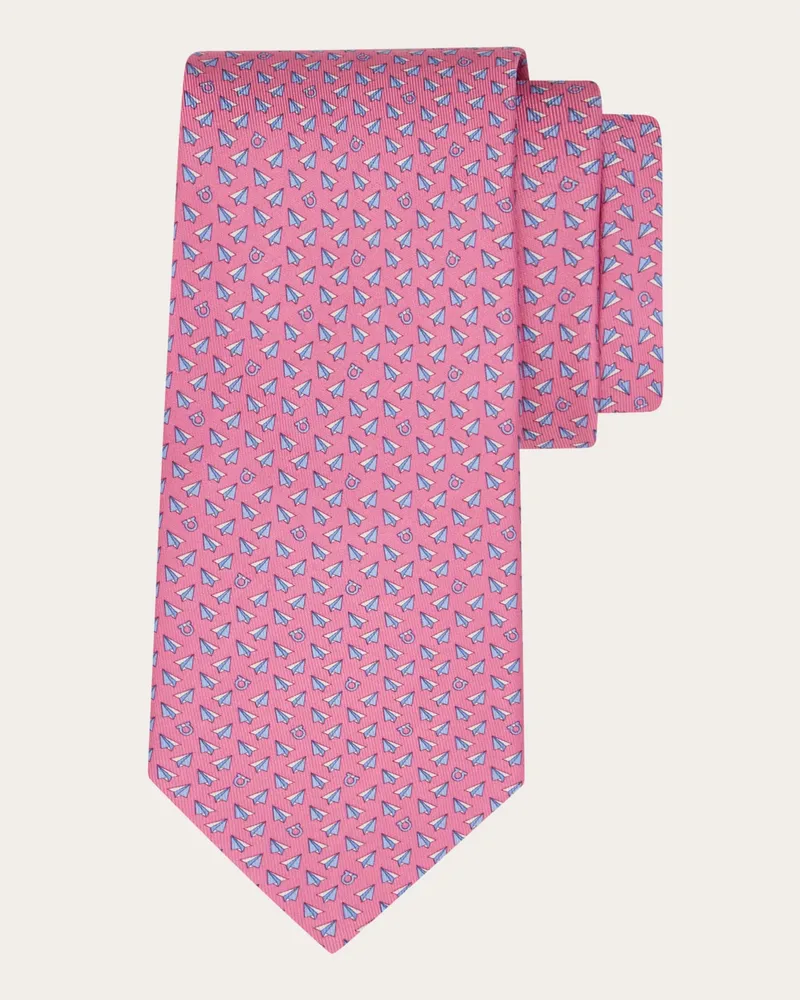 Ferragamo Herren Seidenkrawatte mit Mail-Print Rosa Rosa