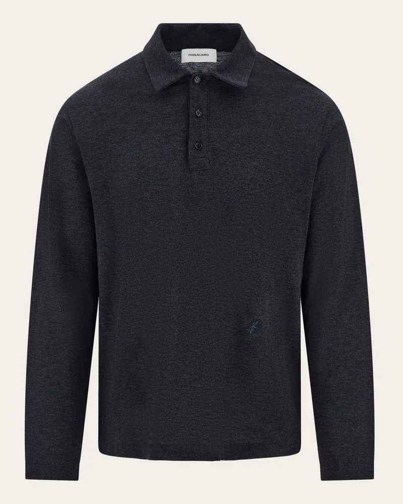 Ferragamo Herren Langärmliges Polohemd Grau Grau