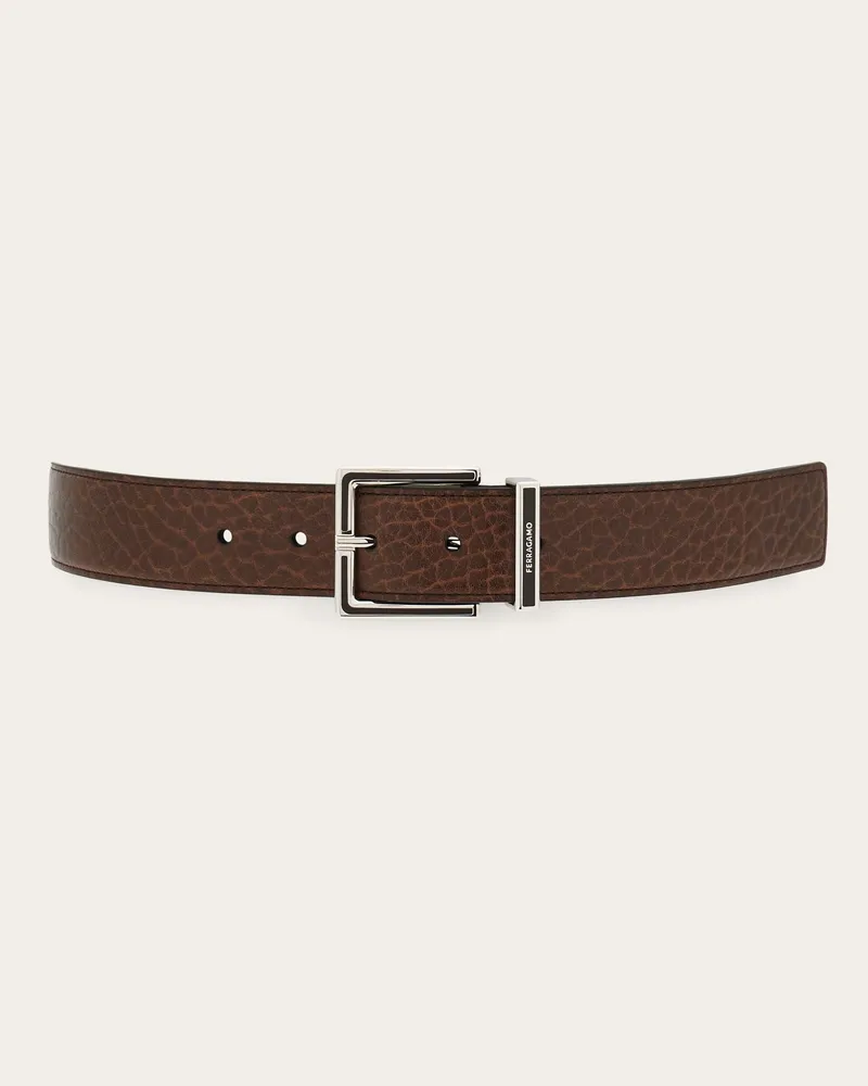 Ferragamo Herren Fester Gürtel mit kantiger Schnalle Beige Braun