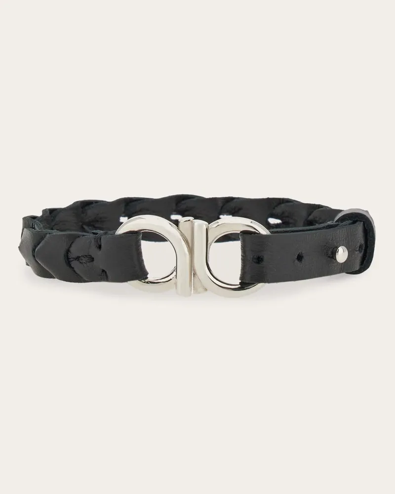Ferragamo Herren Braided Gancini bracelet Schwarz Schwarz