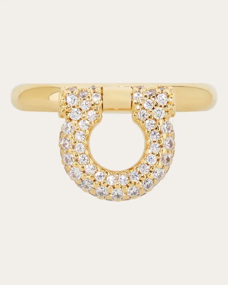 Ferragamo Damen Ring mit Gancini-Element und Kristallen (54 mm) Gold Gold