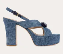 Damen Plateausandale mit Vara-Schleife Blau Größe 5