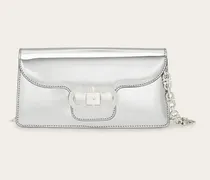Damen Täschchen mit Doppel-Gancini Kette Silber
