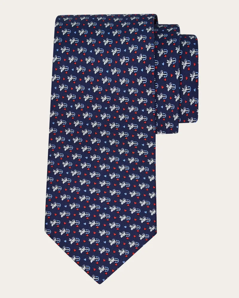 Ferragamo Herren Seidenkrawatte mit Cupido-Print Blau Blau