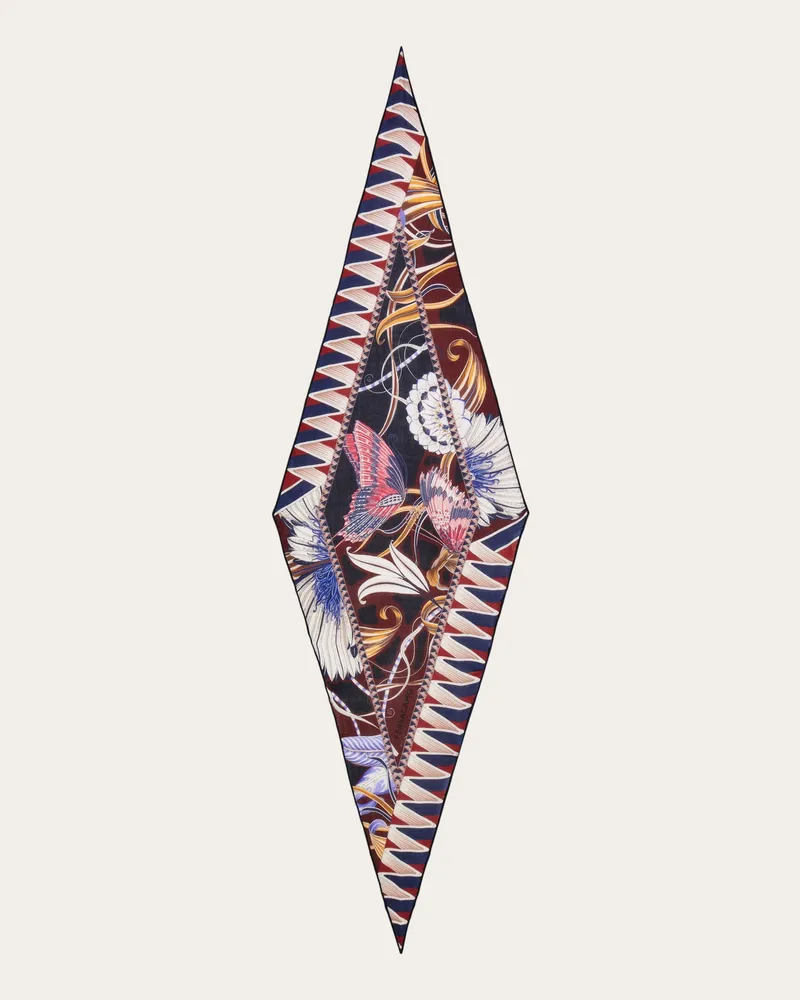 Ferragamo Damen Bandeau-Tuch mit Blumen und Schmetterlinge-Print Blau Blau