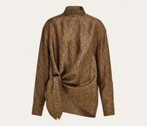 Damen Bluse mit Knoten Braun