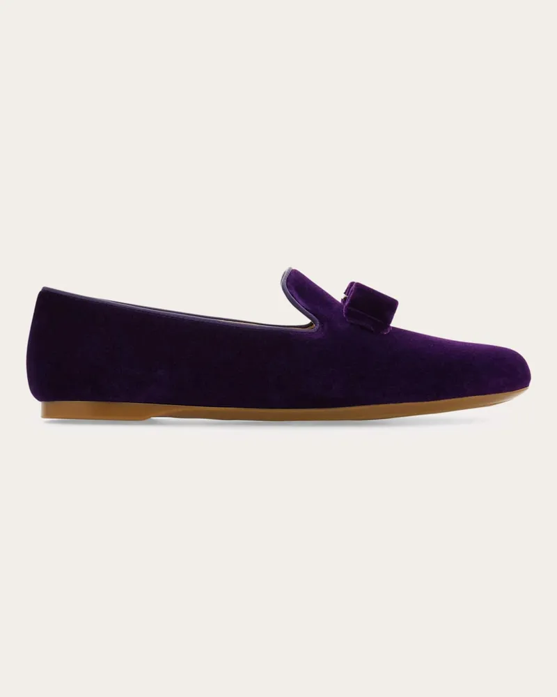 Ferragamo Damen Loafer mit Vara-Schleife Violett Größe 5 Violett