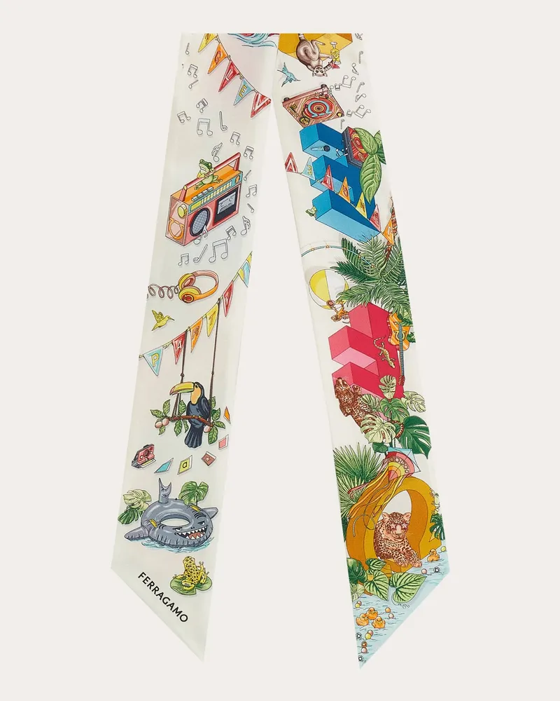 Ferragamo Damen Mini-Bandeau-Tuch mit Jungle-Party-Print Mehrfarbig Mehrfarbig