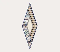 Damen Seidenhalstuch in Rautenform mit Blumen und Schmetterlinge-Print Blau