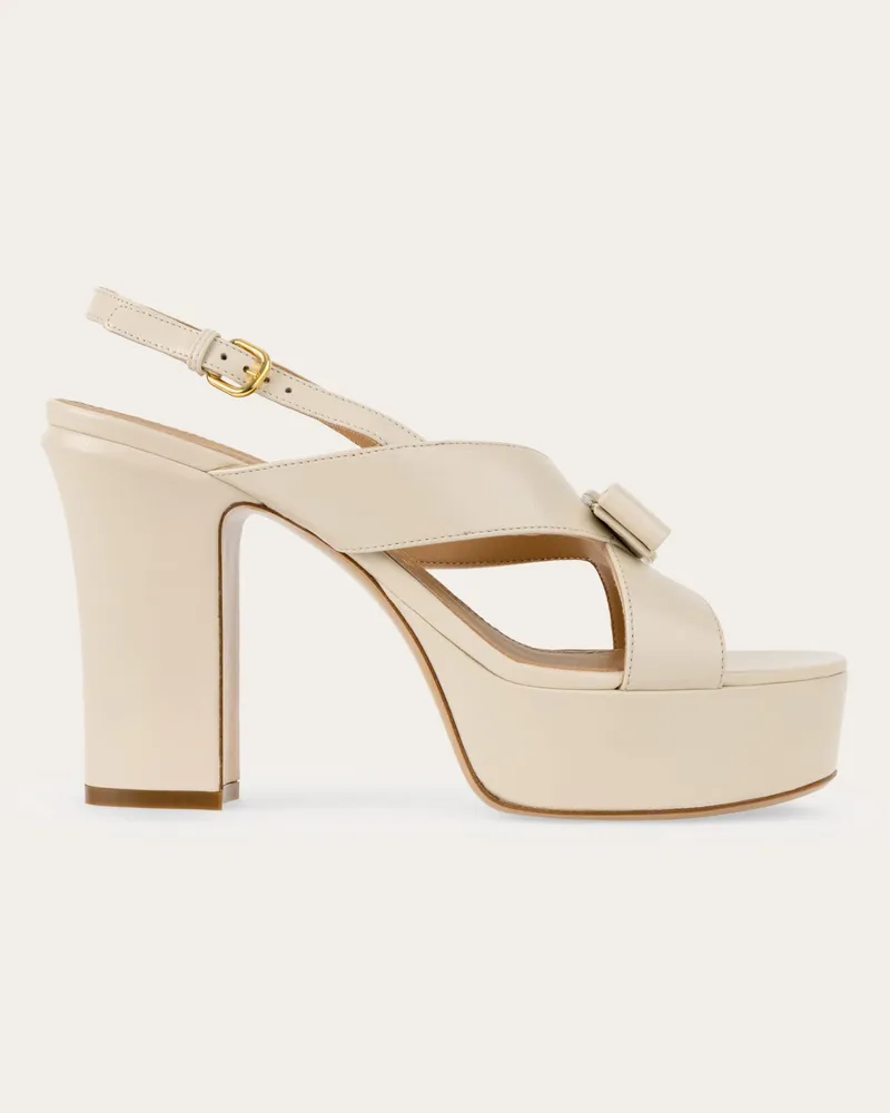 Ferragamo Damen Plateausandale mit Vara-Schleife Weiß Größe Weiß
