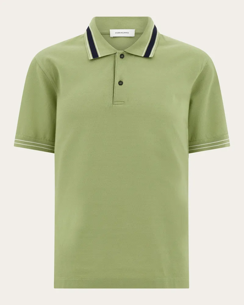 Ferragamo Herren Kurzärmliges Polohemd Grün Grün