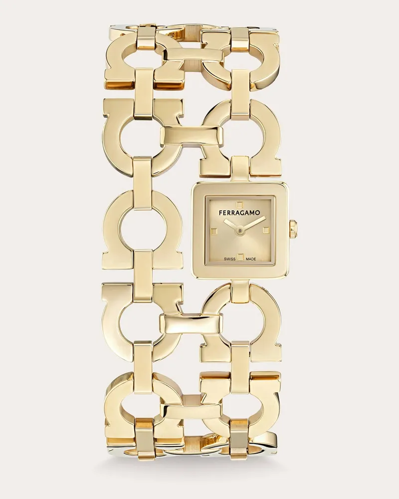 Ferragamo Damen Double Gancini Uhr Gold Gold