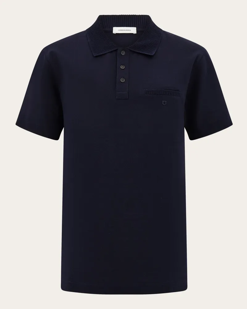 Ferragamo Herren Baumwoll-Poloshirt Blau Blau