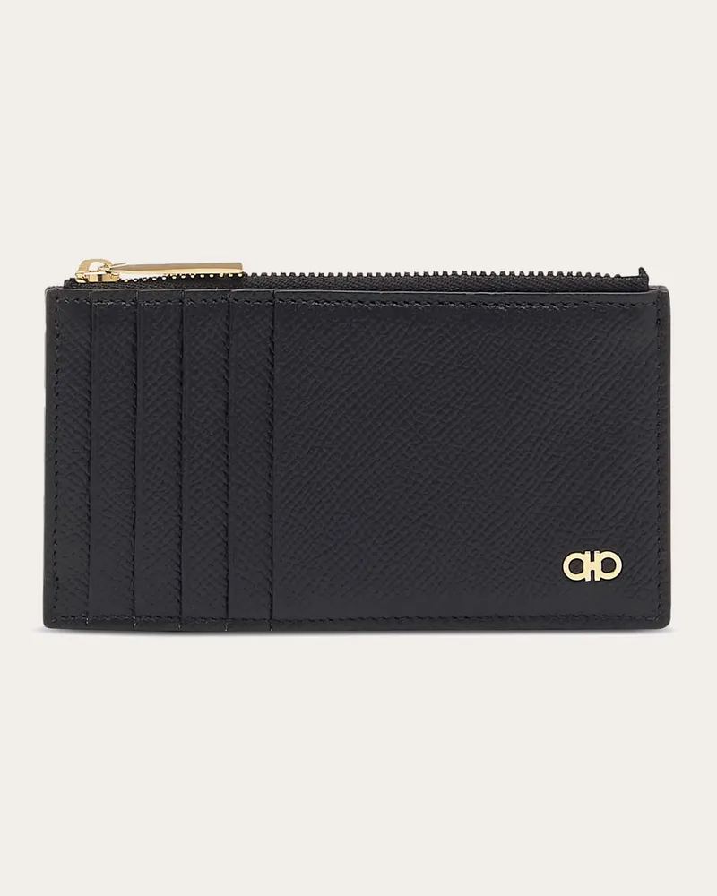 Ferragamo Herren Gancini Kreditkartenetui Schwarz Schwarz