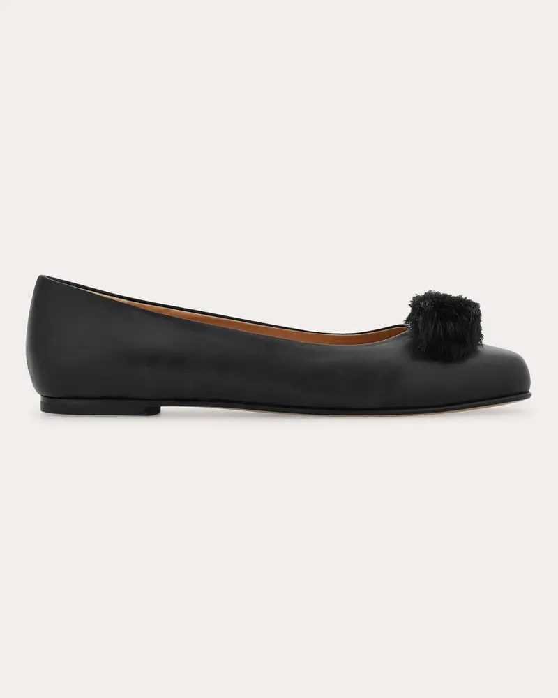 Ferragamo Damen Ballerina mit Vara-Schleife Schwarz Größe 5 Schwarz