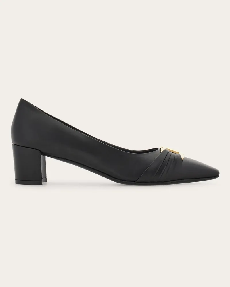 Ferragamo Damen Pumps mit Gancini-Ornament Schwarz Größe Schwarz