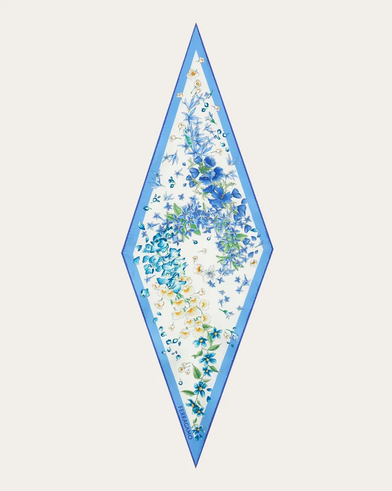 Ferragamo Damen Bandeau-Tuch mit Frühlingsprint Blau Blau