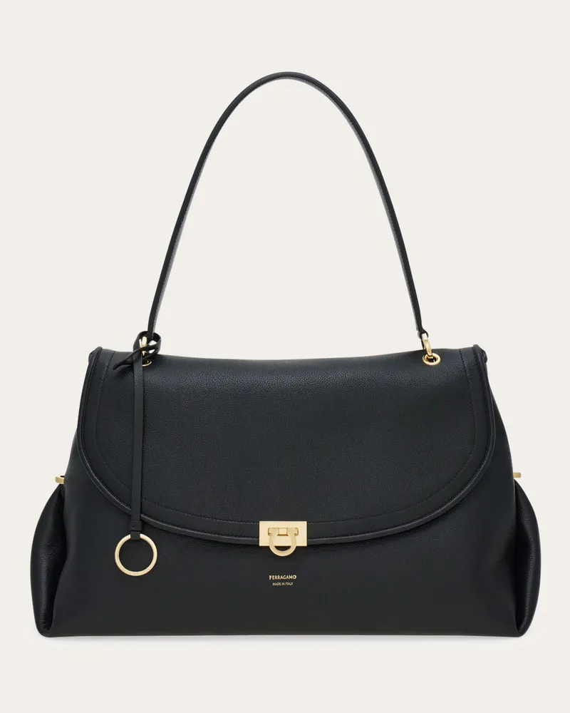 Ferragamo Damen Gancini Umhängetasche (L) Schwarz Schwarz