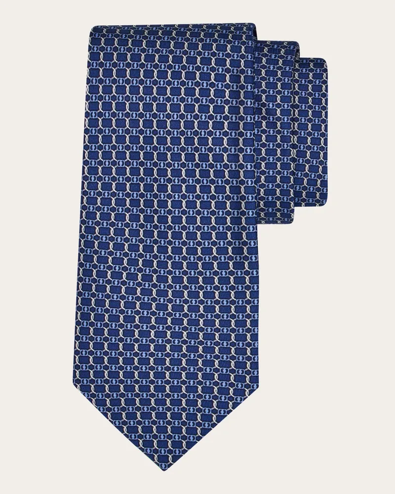 Ferragamo Herren Seidenkrawatte mit Vara-Print Blau Blau