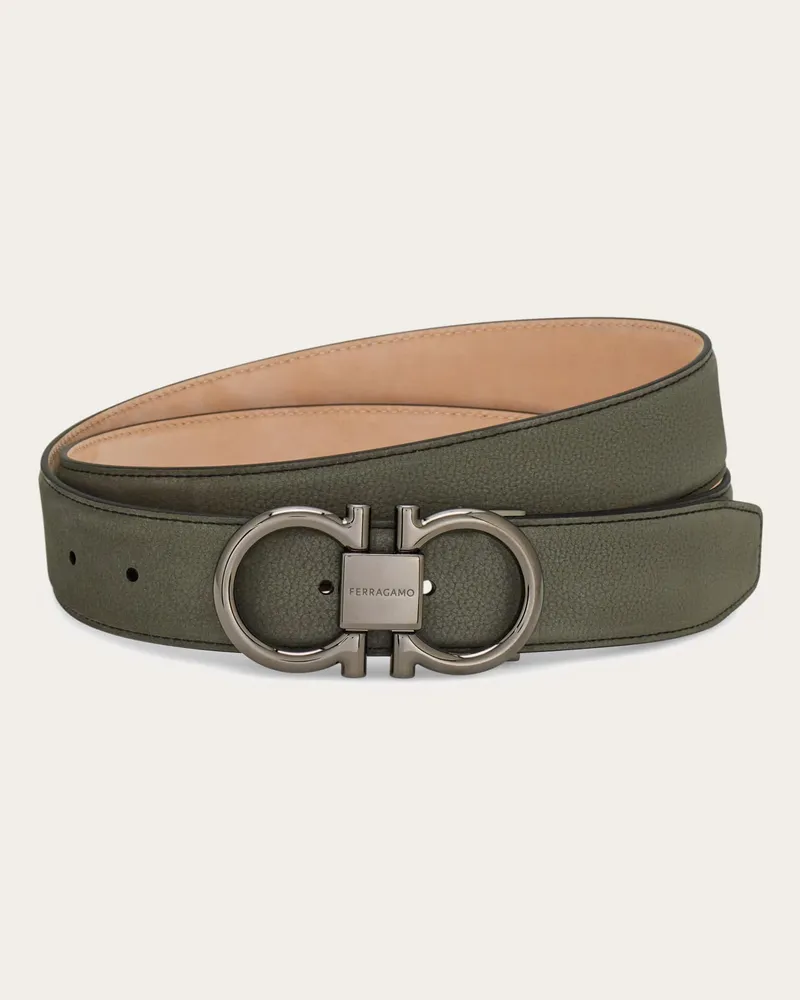 Ferragamo Herren Verstellbarer Gancini Gürtel Grau Grau