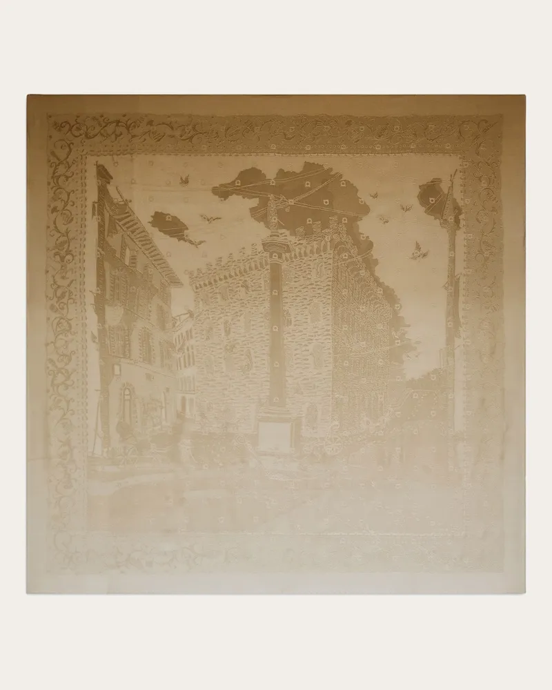 Ferragamo Damen Seiden-Jacquardhalstuch Palazzo Spini Feroni Beige Beige