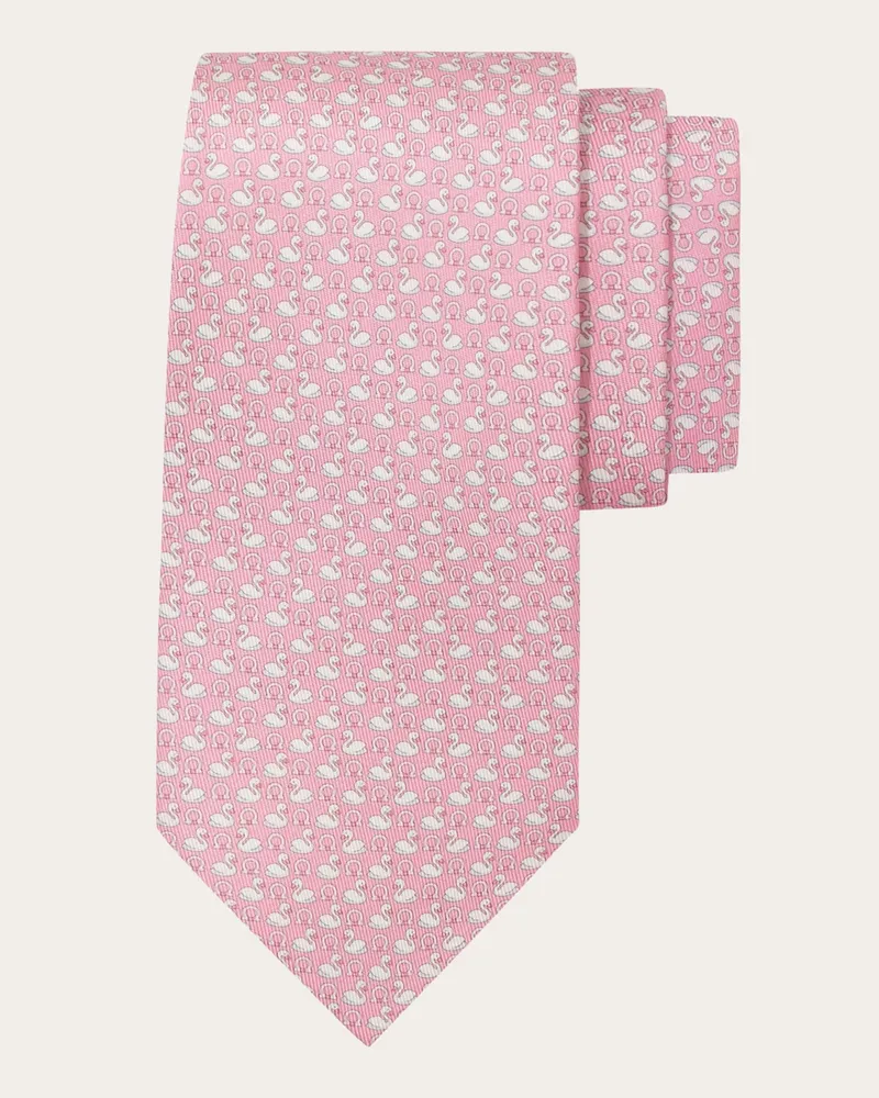 Ferragamo Seidenkrawatte mit Schwanen Print Rosa