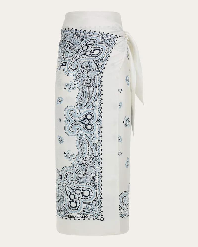 Ferragamo Damen Sarong aus Seide mit Arabesque-Print Blau Blau