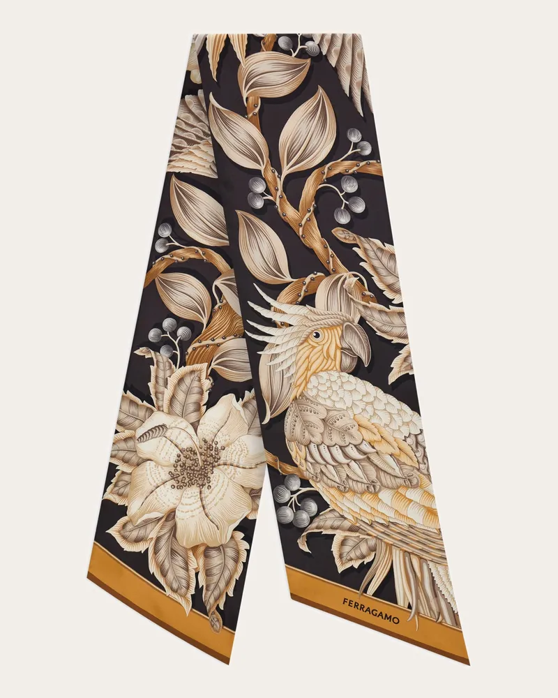 Ferragamo Damen Bandeau-Tuch Parrots-Print Beige Beige
