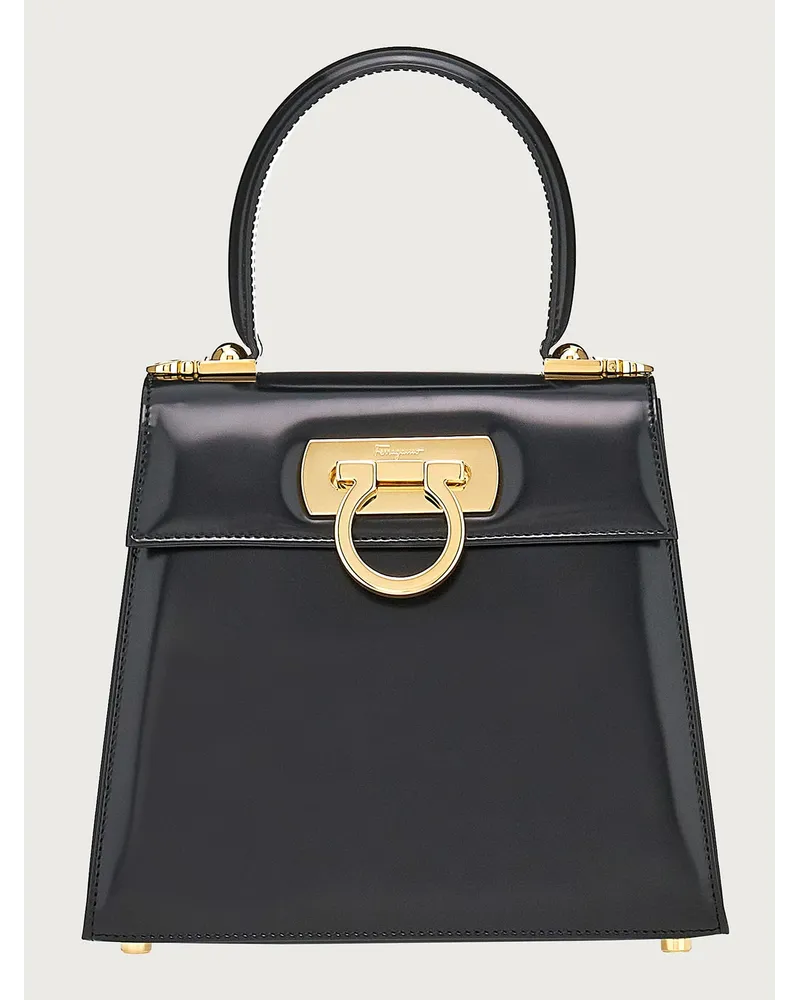 Ferragamo Damen Iconic Top Handle (S) Schwarz Schwarz