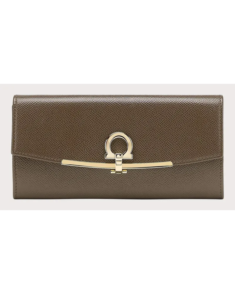 Ferragamo Gancini Brieftasche Continental Braun