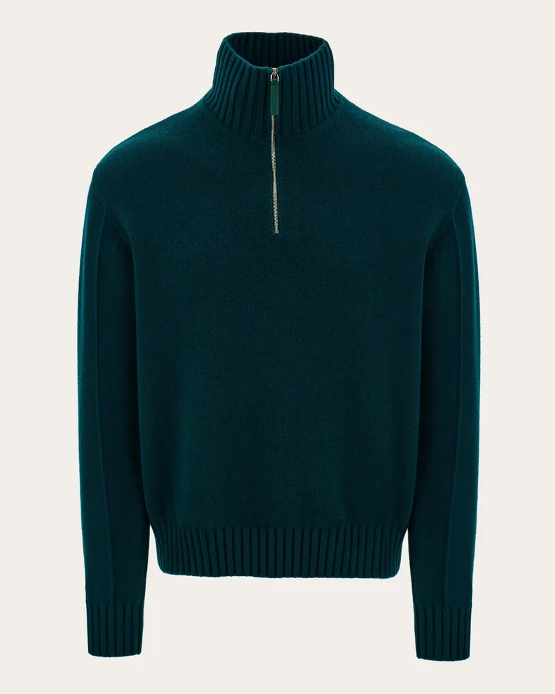 Ferragamo Herren Kaschmirpullover mit Reißverschluss Grün Grün