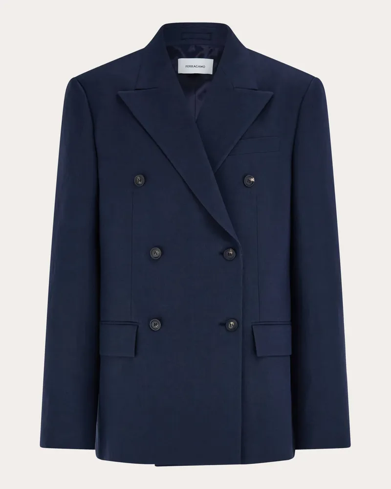 Ferragamo Herren Zweireihiger Sakko Blau Blau