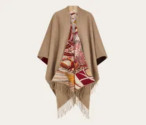 Damen Wende-Cape aus Kaschmir und Seide Beige